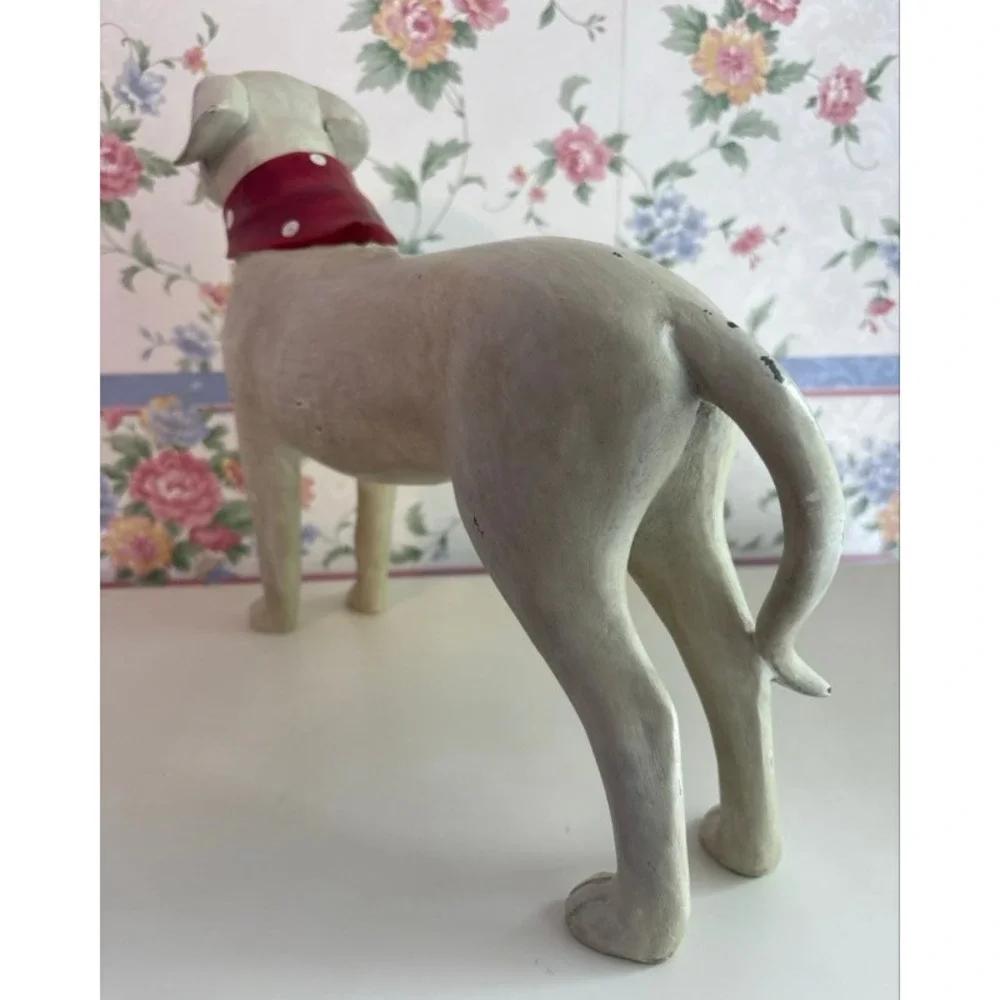 Rustic Standing Dog Figurine with Red Polka Dot Bandana Farmhouse Decor 14in - Picture 2 of 11